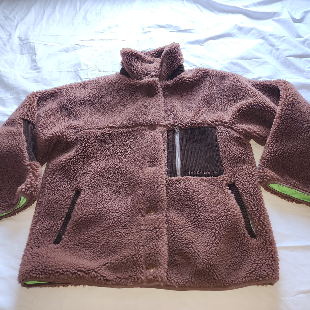 Sandy Liang Women's Chestnut Rooney Fleece Jacket Size Medium Is Used